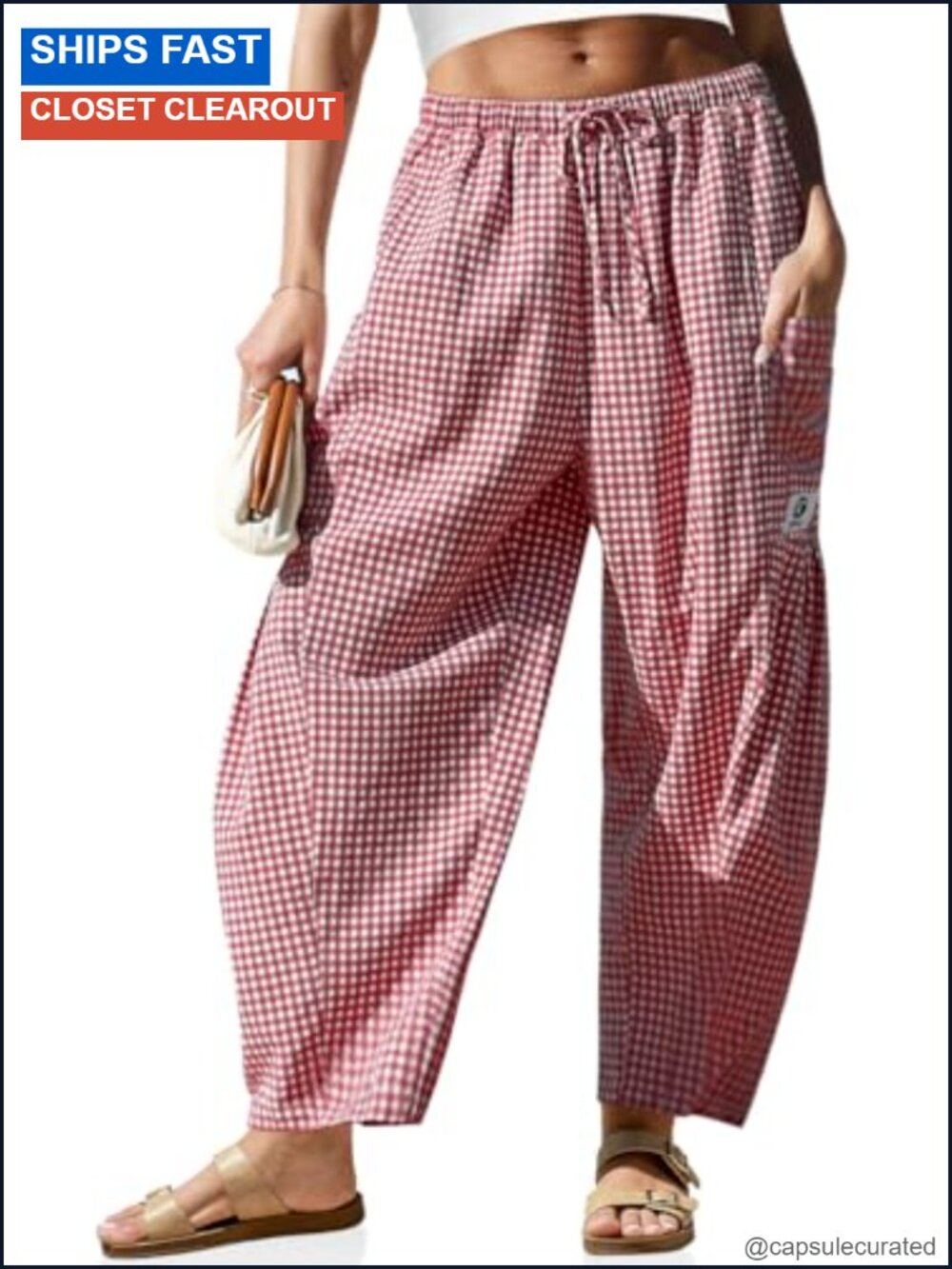 Linen Blend Wide Leg Palazzo Harem Pants Drawstring Waist Pockets